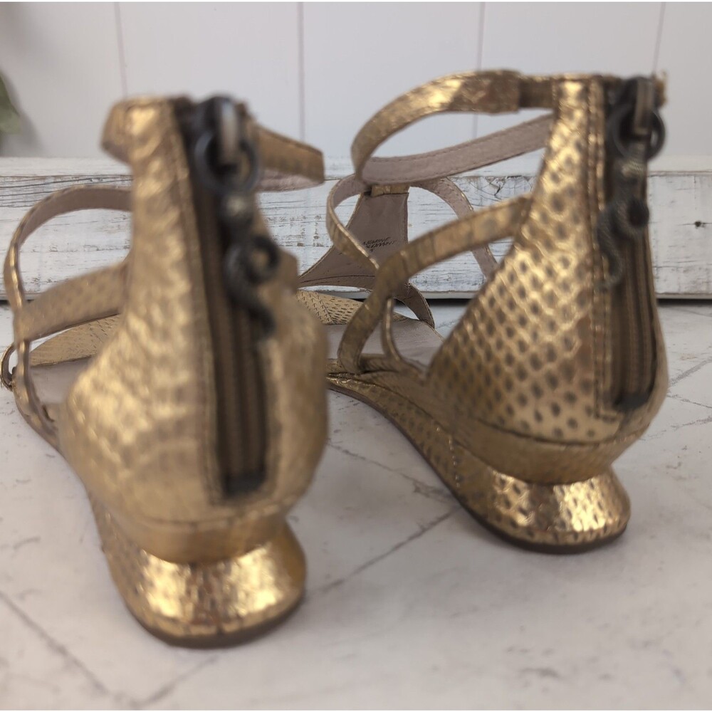 House of Harlow Gold Casmine Gladiator Wedge Sandal Snake Charms Size 6 | 36.5 - Picture 11 of 14
